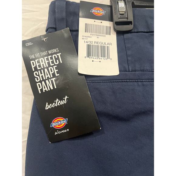 Dickies Women’s 14/32 Bootcut Twill Stretch Pants Navy Blue Tummy Panel - Picture 5 of 5